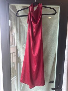 Elegant burgundy Halter Neck Women's Dress
